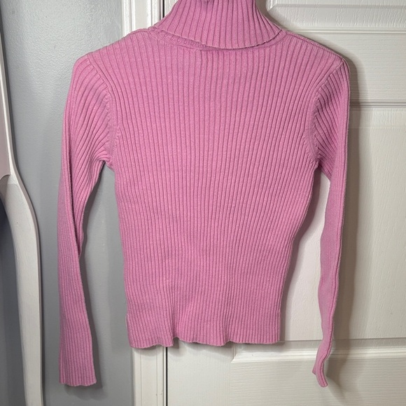 DKNY Pink Ribbed Long Sleeve Top - Picture 3 of 6